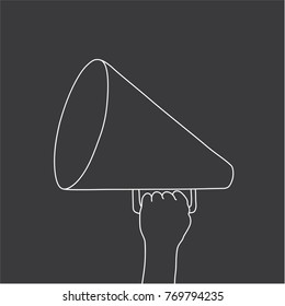 Hand holding a speaker, vector illustration design. Hands collection.