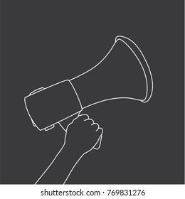 Hand holding a speaker, vector illustration design. Hands collection.