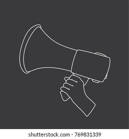 Hand holding a speaker, vector illustration design. Hands collection.