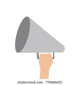 Hand holding a speaker, vector illustration design. Hands collection.