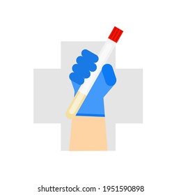 A hand holding a specimen of nasal swab on white background.