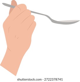 Hand holding a spoon with dripping sauce. Vector men holding a spoon