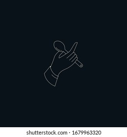 Hand holding spoon vector illustration. Creative logo icon sign for restaurant, cafe company