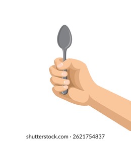 hand holding spoon vector illustration design