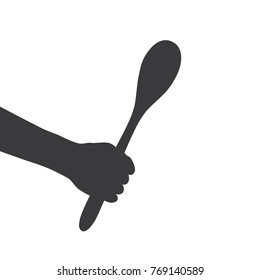 Hand Holding A Spoon, Vector Illustration Design. Hands Collection.