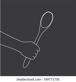 Hand Holding A Spoon, Vector Illustration Design. Hands Collection.