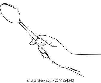 hand holding spoon for vector object