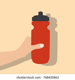 Hand holding a sport bottle, vector illustration design. Hands collection.