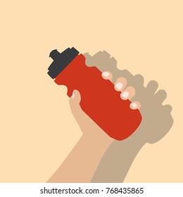 Hand holding a sport bottle, vector illustration design. Hands collection.