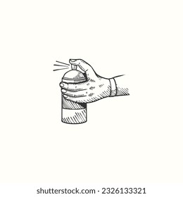 hand holding spray bottle illustration 