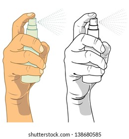 Hand Holding A Spray Bottle Vector