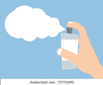 Hand holding spray can