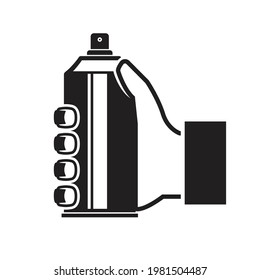 Hand holding spray can icon isolated on white background vector illustration.