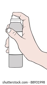 Hand Holding A Spray Canister