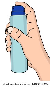  hand holding spray, Deodorant, illustration