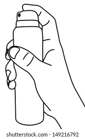 hand holding spray, Deodorant, illustration