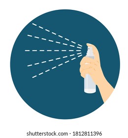 Hand holding spray icon vector