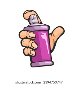 Hand Holding Spray Paint Can Symbol Mascot Cartoon illustration Vector