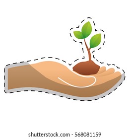 hand holding sprout eco friendly related icons image vector illustration design 