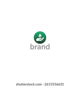 Hand Holding Sprout Logo in Circle with white background. 