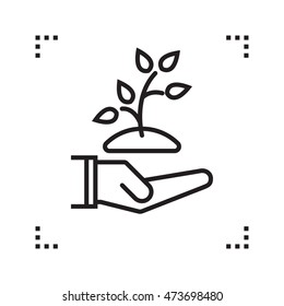 Hand Holding Sprout With Soil line icon, outline vector logo illustration, linear pictogram isolated on white