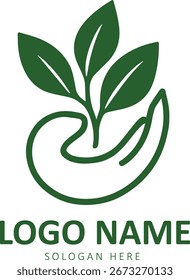 Hand holding sprout vector logo