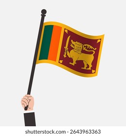 Hand Holding Sri Lanka Waving Flag