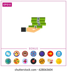 Hand Holding Stack of Money Icon