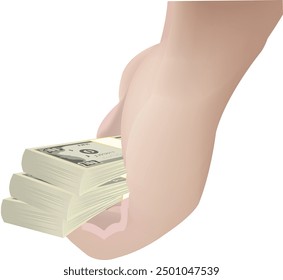 Hand holding stack of one hundred dollar bills