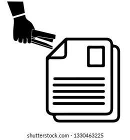 Hand Holding A Stapler Vector Illustration