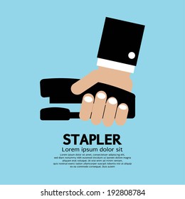 Hand Holding A Stapler Vector Illustration