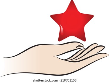 hand holding a star