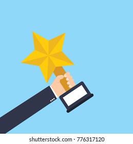 
Hand holding star award illustration 
