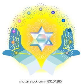 Hand holding a star of David