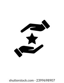 Hand, die eine Sterne hält Symbol, Vektorsymbol mit der besten flachen Linie.
