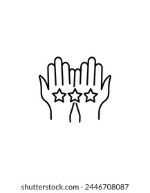 Icono de estrella de mano, ícono de la mejor línea de Vector.