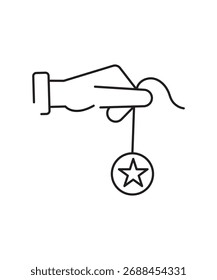 Hand, die ein Stern-Symbol hält, Vektor-Symbol für die beste Linie.
