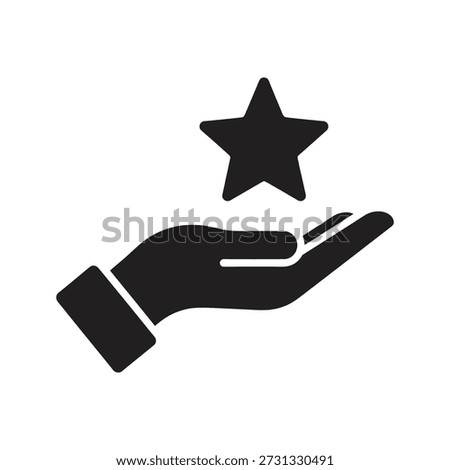 Hand holding star icon vector illustration showing palm offer reward rating success achievement favorite bonus feedback concept isolated white background design element