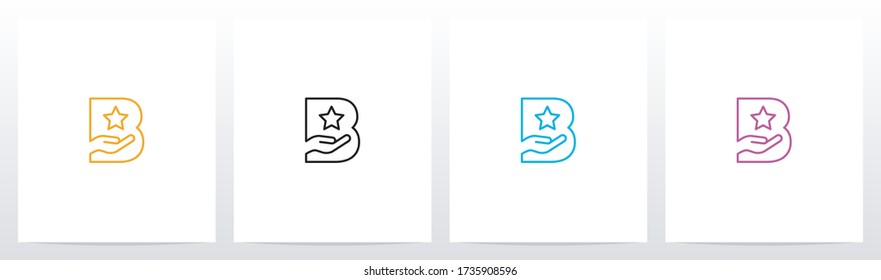Hand Holding Star On Letter Logo Design B