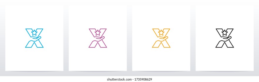 Hand Holding Star On Letter Logo Design X