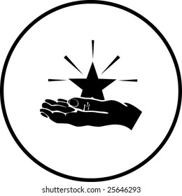 hand holding a star symbol
