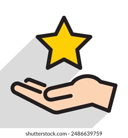 hand holding star, vector illustration