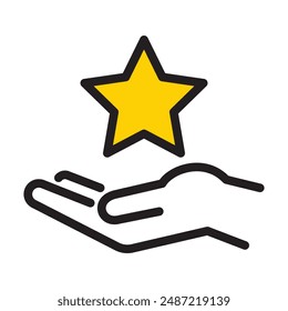 hand holding star, vector illustration