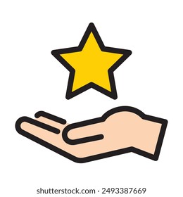 mano sosteniendo la estrella, Ilustración vectorial