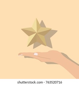 Hand holding a star, vector illustration design. Hands collection.