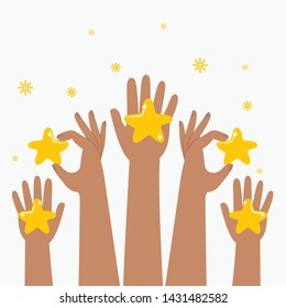 Hand holding stars all of hands.
