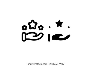 Hand holding stars icon set Vector