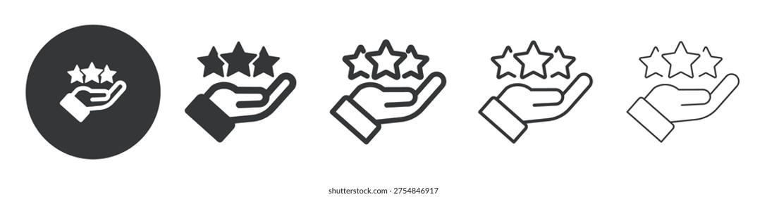 Hand Holding Stars thin line and solid icon. Multi series icon. Web minimal icon