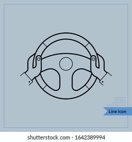 Hand holding steering wheel icon - Professional, Pixel-aligned, Pixel Perfect, Editable Stroke, Easy Scalablility. 