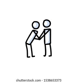 Hand holding stick figure vector illustration. Compassion stickman drawing. Bullet journal bujo clipart. 